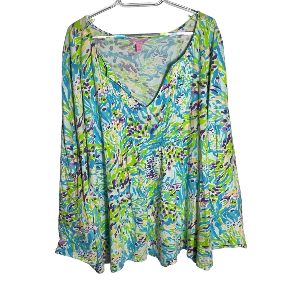 Lilly Pulitzer Sea Soirée Braylen Tunic XL | Prima Cotton Long Sleeve | Resort